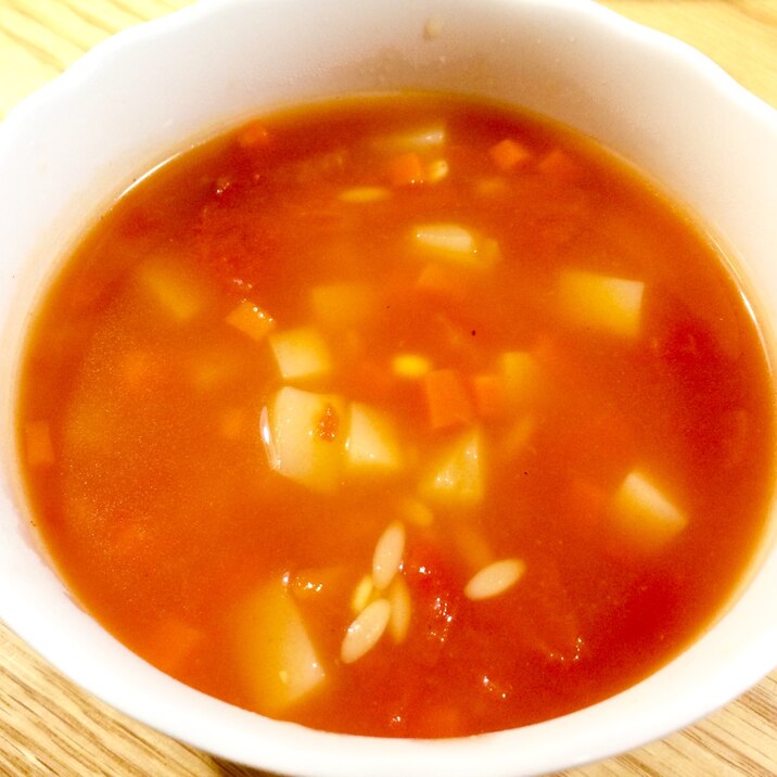 【ガサツ料理】リゾーニと押し麦のお手軽トマトスープ